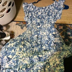 Justify Blue and White Floral Midi Dress